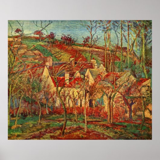 Camille Pissarro - Rote Dächer 1877 Leinwand Öl Poster (Vorne)