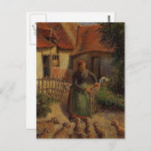 Camille Pissarro- Shepherdess Bringing in Sheep Postkarte (Vorne/Hinten)