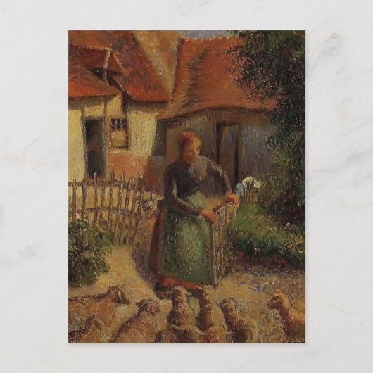 Camille Pissarro- Shepherdess Bringing in Sheep Postkarte (Vorderseite)