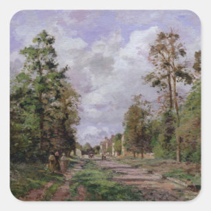 Camille Pissarro Straße nach Louveciennes, 1871 Quadratischer Aufkleber