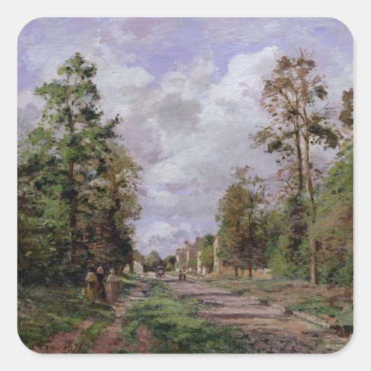 Camille Pissarro | Straße nach Louveciennes, 1871 Quadratischer Aufkleber (Vorderseite)