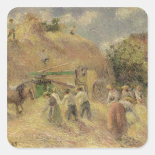 Camille Pissarro The Harvest   1883 Quadratischer Aufkleber