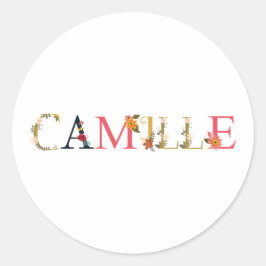 CAMILLE Vorname Elegant bestickt Runder Aufkleber