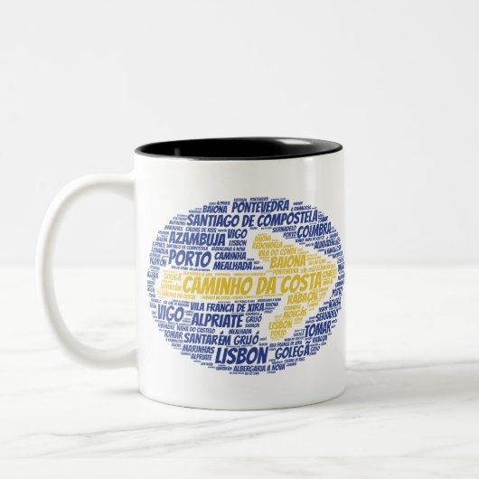 Caminho da Costa Word Kunst Zweifarbige Tasse (Links)