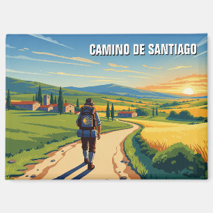 Camino de Santiago Hiker Sunset Magnet