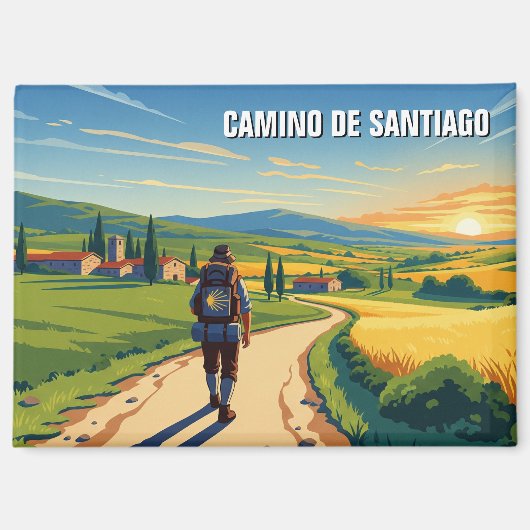 Camino de Santiago Hiker Sunset Magnet (Vorderseite)