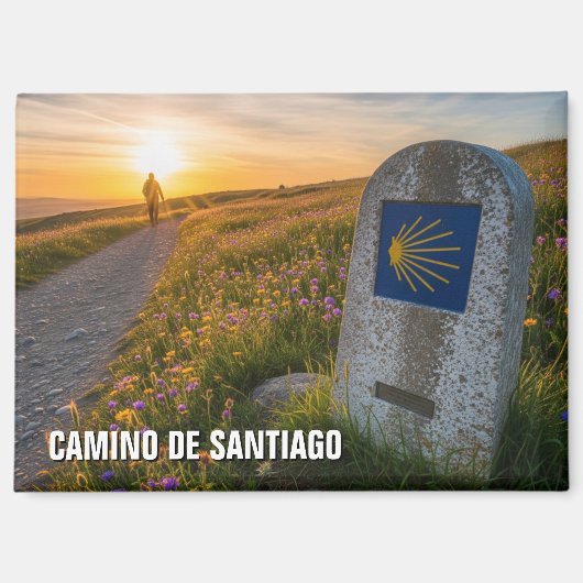 Camino de Santiago Hiker Sunset Magnet (Vorderseite)