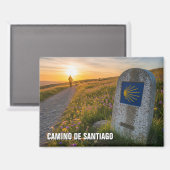 Camino de Santiago Hiker Sunset Magnet (Vorderseite/Rückseite)