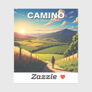 Camino de Santiago Hiker Wandern Sunset Aufkleber