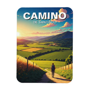 Camino de Santiago Hiker Wandern Sunset Magnet