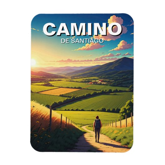Camino de Santiago Hiker Wandern Sunset Magnet (Vertikal)