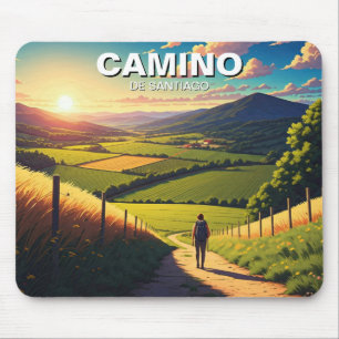 Camino de Santiago Hiker Wandern Sunset Mousepad