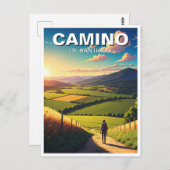 Camino de Santiago Hiker Wandern Sunset Postkarte (Vorne/Hinten)