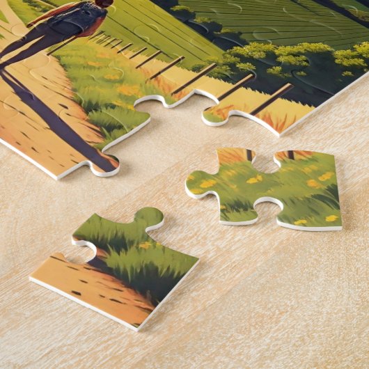 Camino de Santiago Hiker Wandern Sunset Puzzle (Seite)