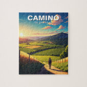Camino de Santiago Hiker Wandern Sunset Puzzle (Vertikal)