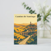 Camino de Santiago Vintage Pilgerweg Postkarte (Stehend Vorderseite)