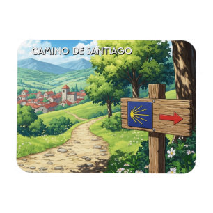 Camino de Santiago-Wanderer beim Wandern bei Sonne Magnet