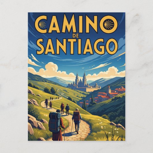 Camino de Santiago Wandern Postkarte (Vorderseite)