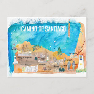 Camino Santiago St Jacques James Reiseplan Postkarte