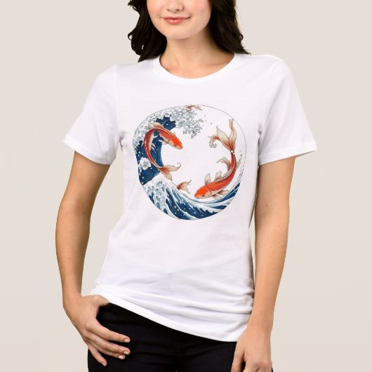 camisa feminia branca com peixes japoneses  Tri-Blend shirt (Vorderseite)