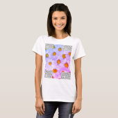 Camiseta blanca floral mujer T-Shirt (Vorne ganz)