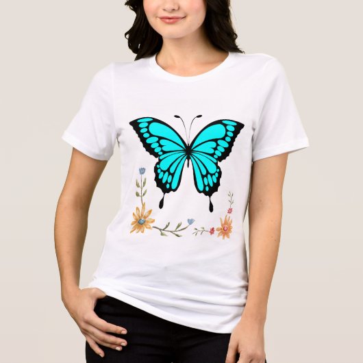 camiseta borboleta com flores Tri-Blend shirt (Vorderseite)