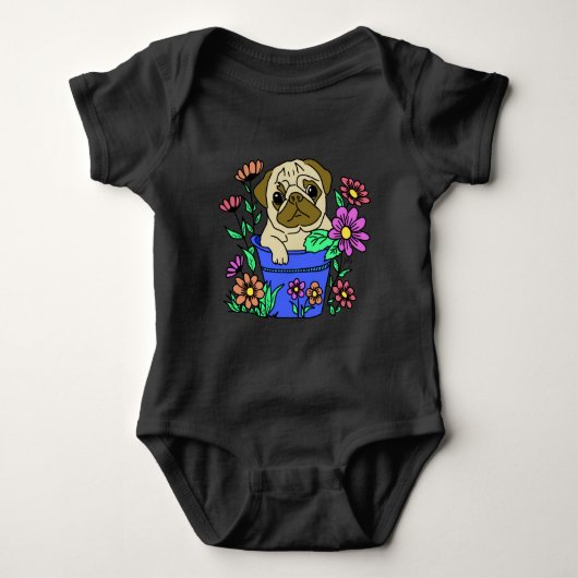 camiseta cachorrinho fofo nas flores baby strampler (Vorderseite)