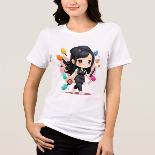 Camiseta chibi Estampado divertido Moda casual Art Tri-Blend Shirt (Vorderseite)