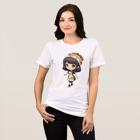Camiseta chibi Estampado divertido Moda casual Art Tri-Blend Shirt (Vorderseite voll)