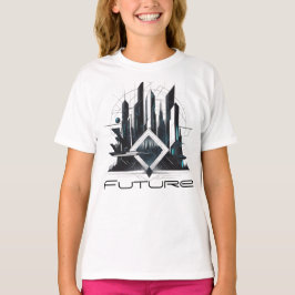 Camiseta Fem Juvenil Básica Abstrato Futurista-4 T-Shirt
