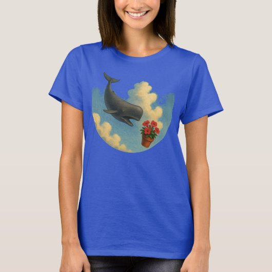 Camiseta Fem. Whale And Bowl Of Petunias - Front T-Shirt (Vorderseite)