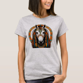 Camiseta Feminina Básica Cavalo Tribal T-Shirt