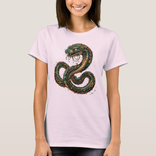 Camiseta Feminina Básica Cobra Tribal T-Shirt (Vorderseite)