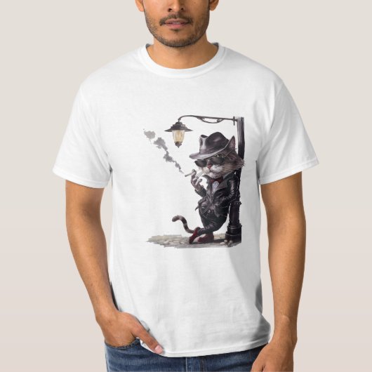 camiseta Gato fumador estilo noir T-Shirt (Vorderseite)
