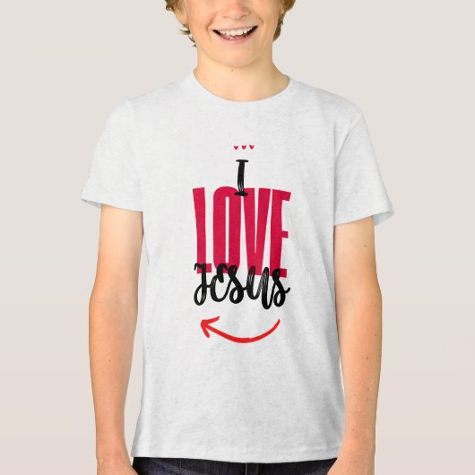 Camiseta Infantil Básica I Love Jesus Tri-Blend Shirt (Vorderseite)