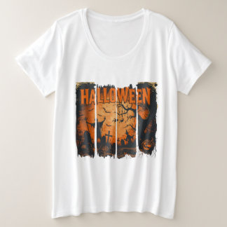 Camiseta La Parca, Bruja y Calabazas Halloween Große Größe T-Shirt