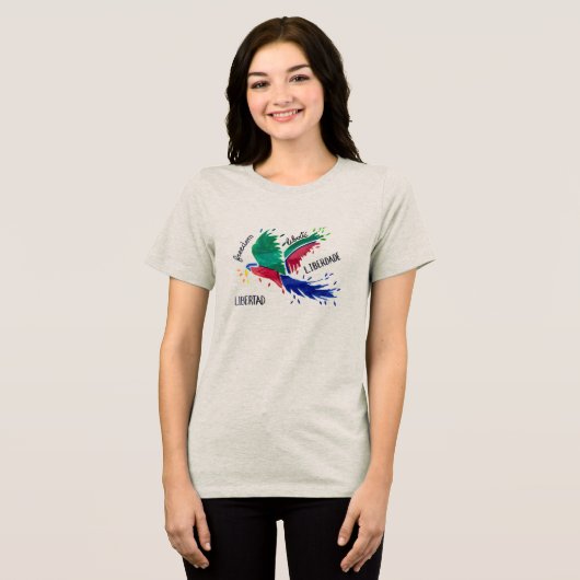 Camiseta Liberdade Arara (Desenho autoral) Tri-Blend Shirt (Vorderseite voll)