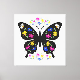Camiseta mariposa con flores multicolor leinwanddruck