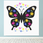 Camiseta mariposa con flores multicolor leinwanddruck (Insitu (Holzboden))