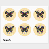 Camiseta mariposa con flores multicolor runder aufkleber (Blatt)