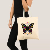 Camiseta mariposa con flores multicolor tragetasche (Vorderseite (Produkt))
