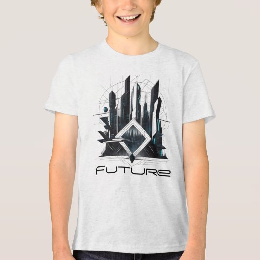 Camiseta Masc Juvenil Básica Abstrato Futurista-4 Tri-Blend Shirt (Vorderseite)