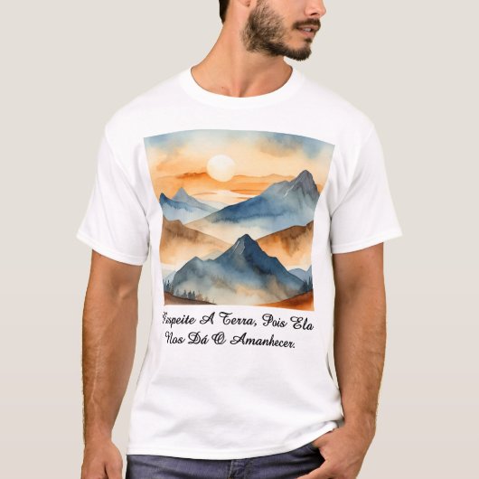 Camiseta Masculina Básica Amanhecer da Terra-1 T-Shirt (Vorderseite)