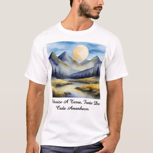 Camiseta Masculina Básica Amanhecer da Terra-2 T-Shirt (Vorderseite)