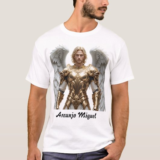 Camiseta Masculina Básica Arcanjo Miguel T-Shirt (Vorderseite)