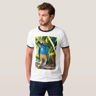 Camiseta Masculina Básica Ringer Arara Azul T-Shirt