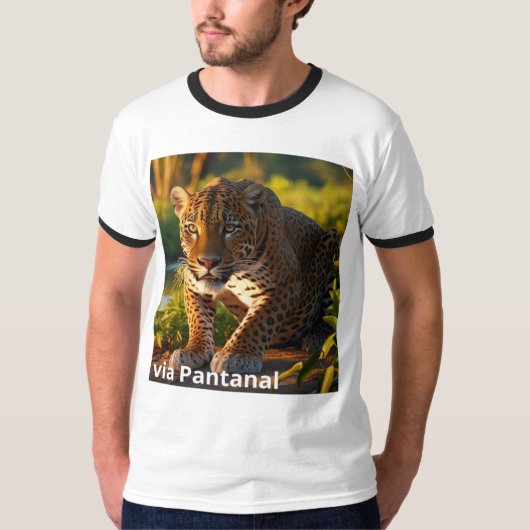 Camiseta Masculina Básica Ringer Onça Pintada T-Shirt (Vorderseite)
