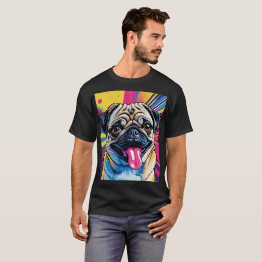 Camiseta Pug Pop Art 01  T-Shirt (Vorne ganz)