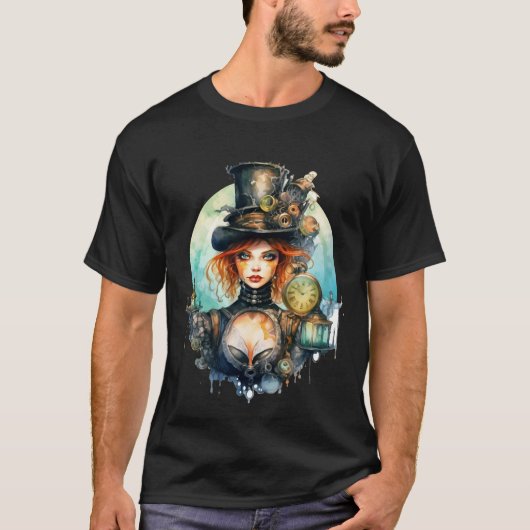 Camiseta (T-shirt) Olhar do Tempo Steampunk T-Shirt (Vorderseite)
