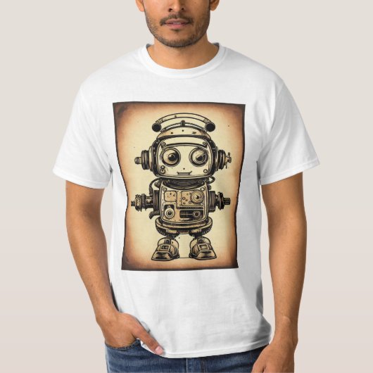 Camiseta vintaje robot steampunk IA T-Shirt (Vorderseite)